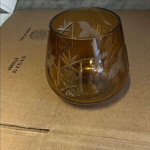 Etched Amber Glass Votive Candle Holder
Amber Cut back to clear